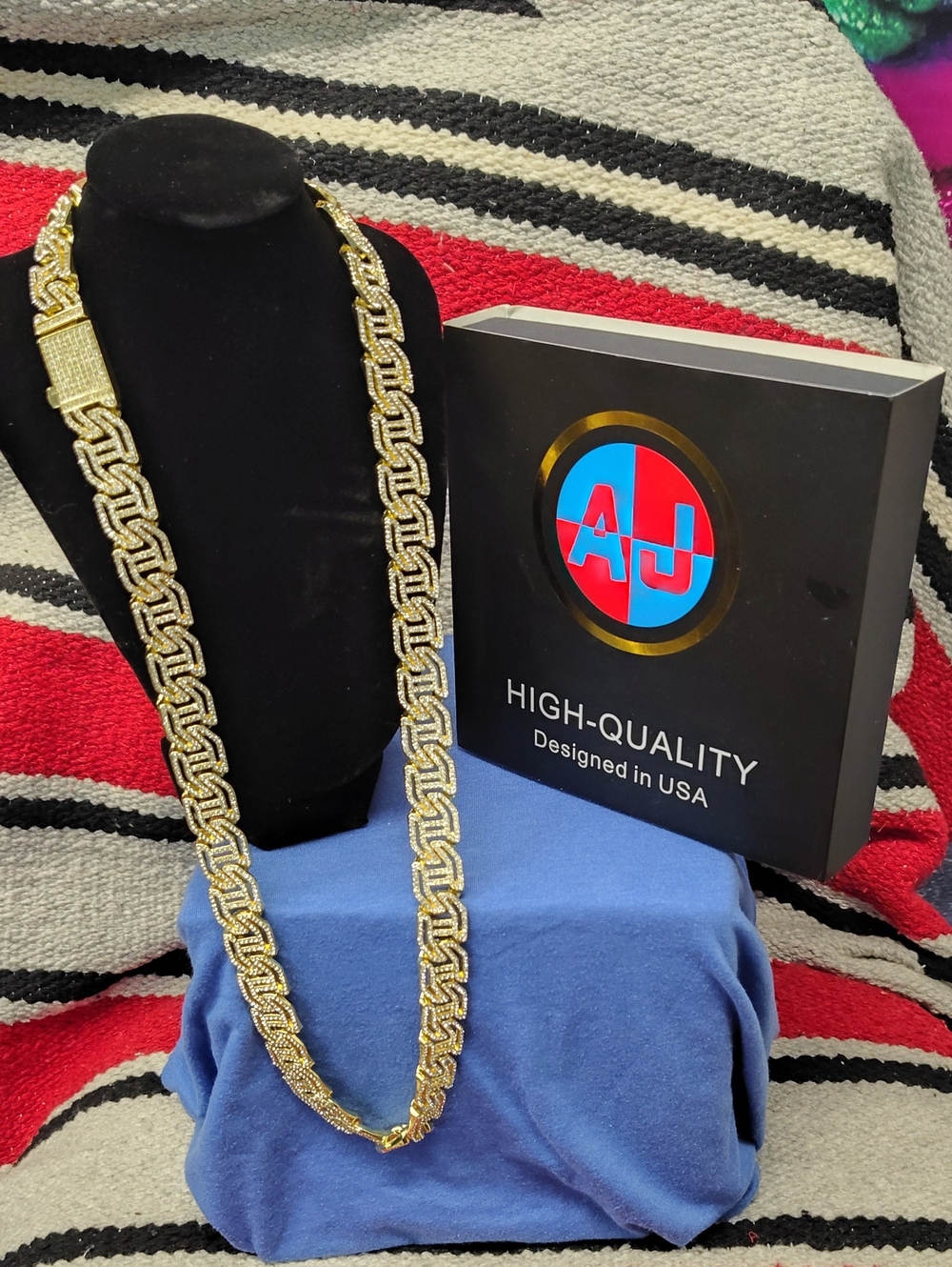 Branded Gold-Tone Men's Cuban Link Necklace